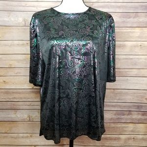 Jessica Michelle Iridescent Floral Paisley Blouse